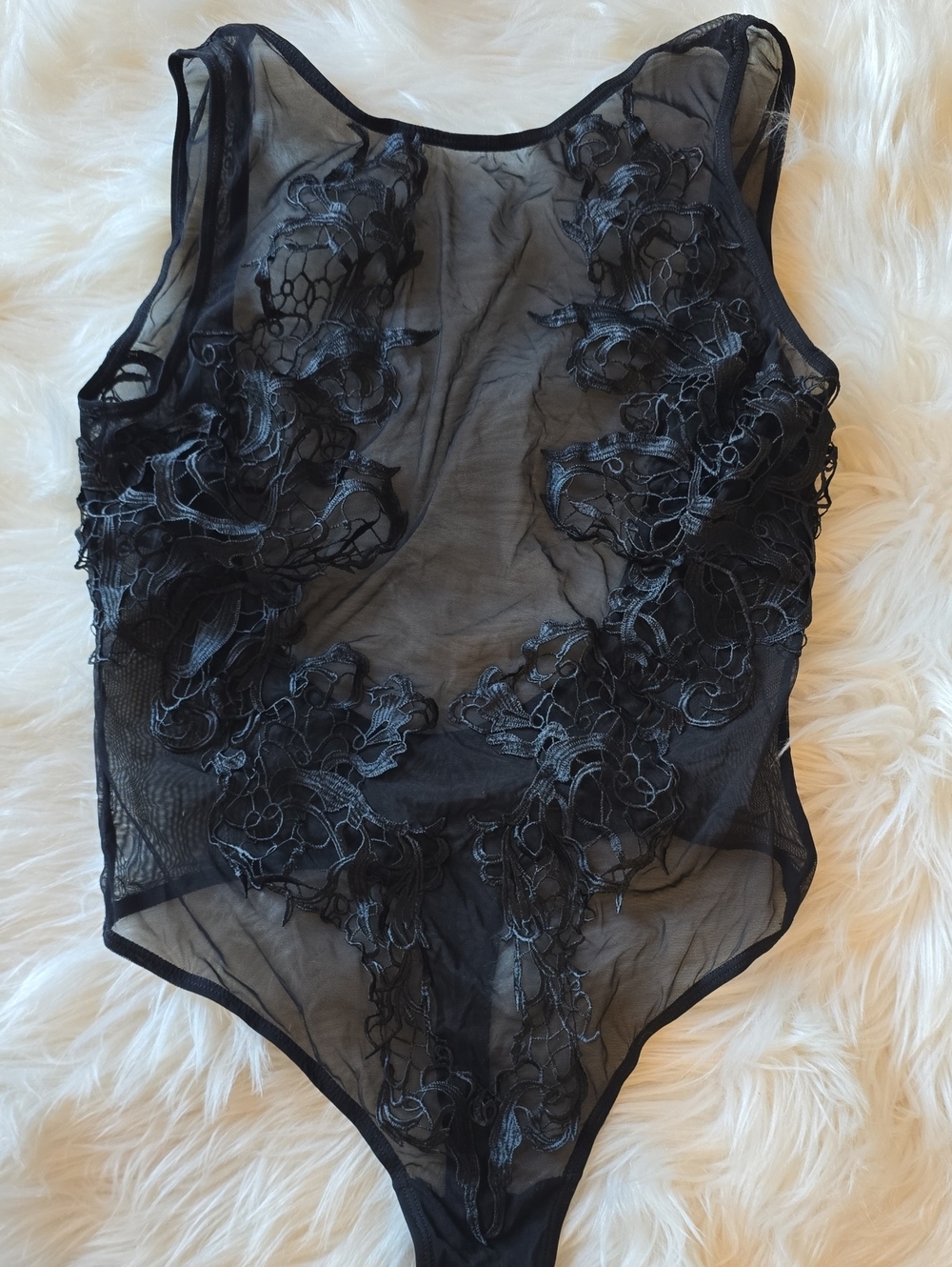Bluebella Sheer Black Embroidered Lace Chemise Bodysuit